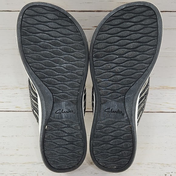 Clarks‎ Cloudsteppers Arla Wave Womens 9.5 Black Tan Combi Woven Slide Sandals - Picture 10 of 11